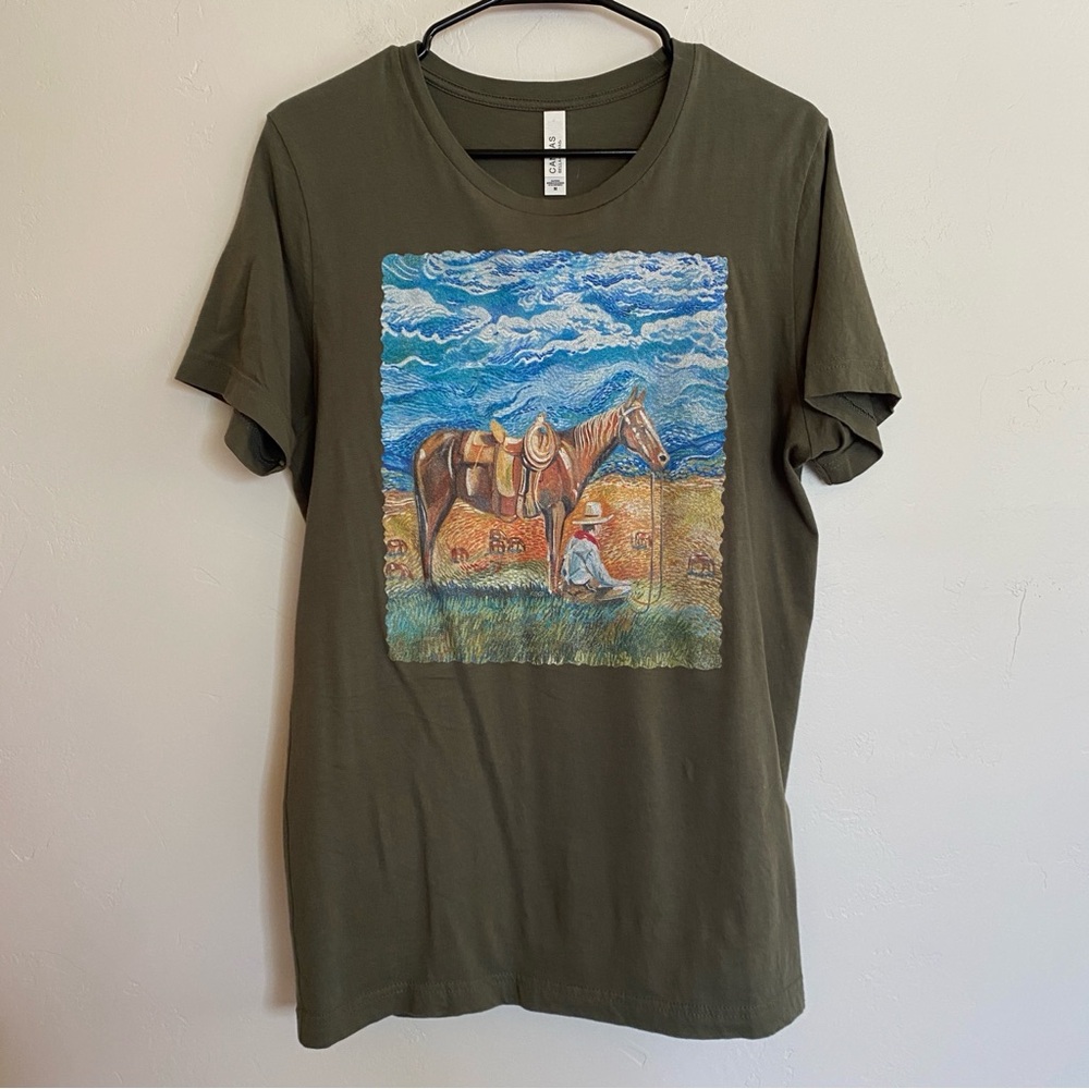 XOXO Art & Co. Horse and Cowboy Graphic T-Shirt size Medium